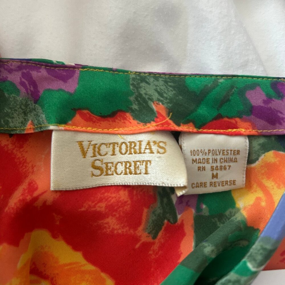 Vintage 80s Victoria’s Secret Gold Label Floral Slip Dress M - Picture 2 of 4